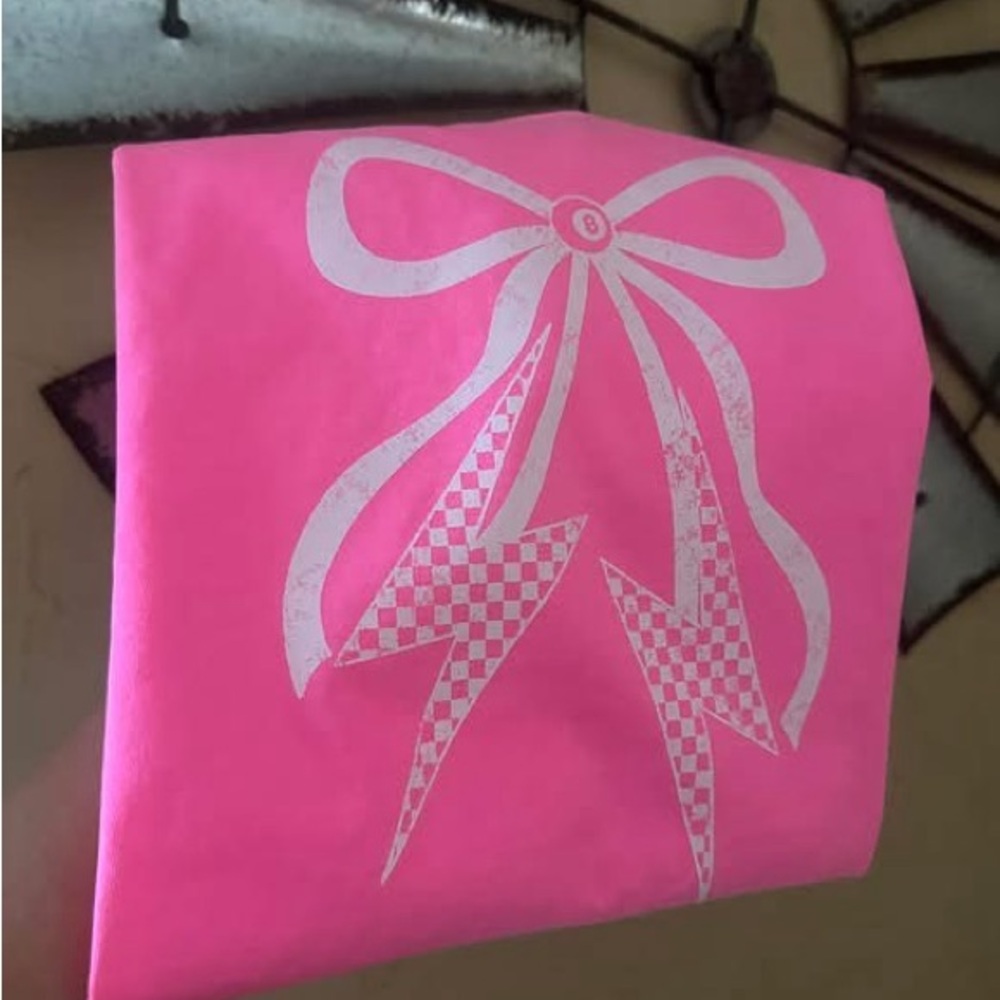 Comfort Colors Neon Pink Tee with Ribbon Graphic